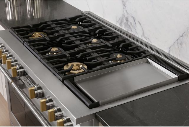 Monogram® Statement Collection 48" Stainless Steel Pro Style Slide In Dual Fuel Natural Gas Range-14