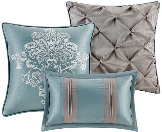 Olliix by Madison Park Bella 7 Piece Aqua King Comforter Set-2