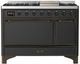 Ilve® Majestic III 48" Graphite Matte Pro Style Dual Fuel Natural Gas Range with Solid Door and Burnished Trim-0
