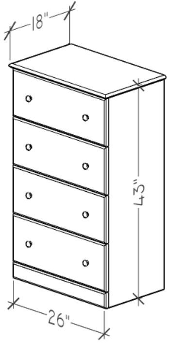 Perdue Woodworks 16,000 Essential Gray 26" 4-Drawer Chest-2
