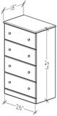 Perdue Woodworks 16,000 Essential Gray 26" 4-Drawer Chest-2