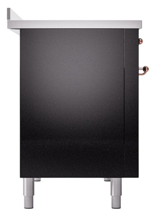 Ilve® Nostalgie II Noblesse 48'' Glossy Black Pro Style Induction Range with Copper Trim-2