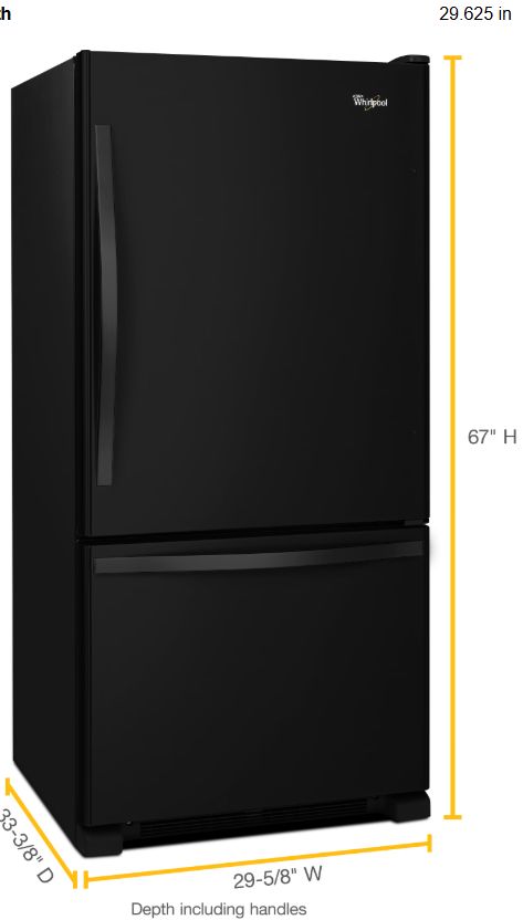 Whirlpool® 30" 18.7 Cu. Ft. Black Bottom Freezer Refrigerator with SpillGuard™ Glass Shelves-2