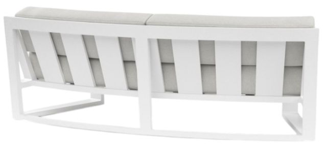 Sunset West Newport Satin White Aluminum Curved Armless Outdoor Loveseat with Cast Silver Cushion-2