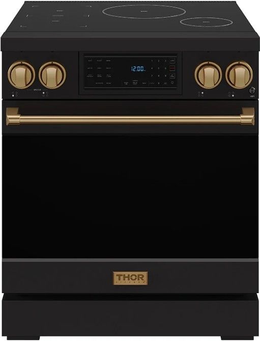 Thor Kitchen® Gordon Ramsay Collection 30" Black Pro Style Induction Range with Tilt Panel Touch Control and Bronze Trim-0