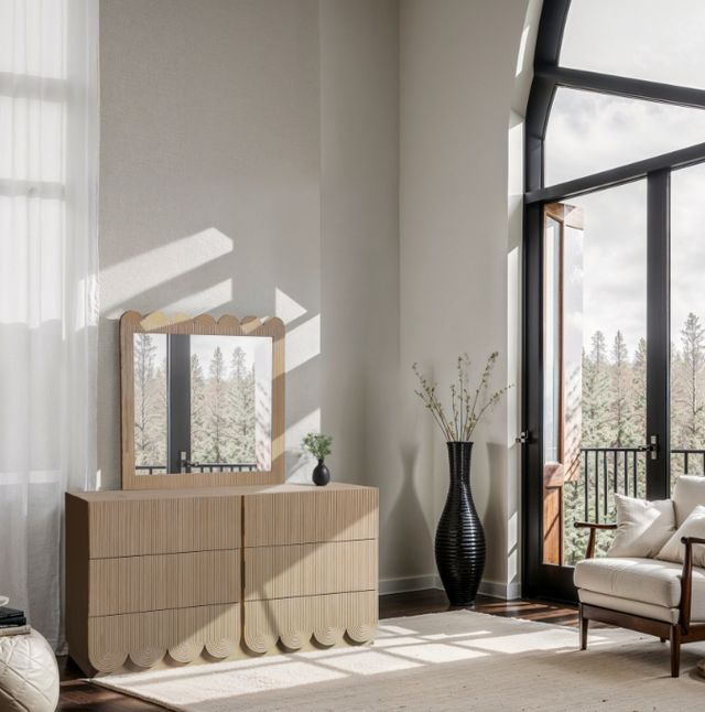 Meridian Furniture Scallop Natural Mirror-4