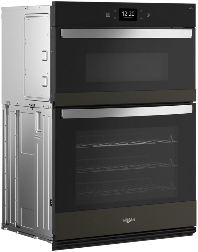 Whirlpool® 30" Black Stainless Steel with PrintShield™ Finish Oven/Micro Combo Electric Wall Oven-1