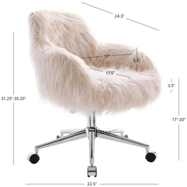 Linon Fiona Chrome/Pink Office Chair-2