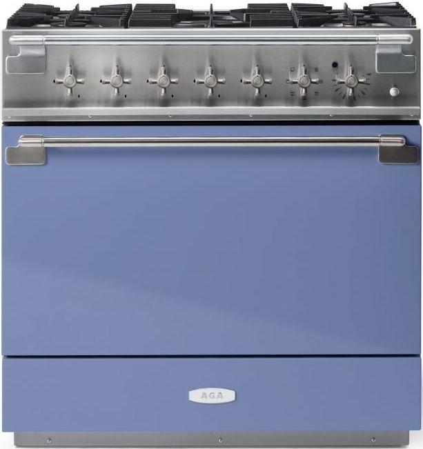 AGA™ Elise 36" Stainless Steel Pro Style Dual Fuel Range with Carnaby Blue Door-0