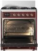 Ilve® Majestic III 30" Burgundy Pro Style Dual Fuel Natural Gas Range with Triple Glass Door and Copper Trim-2