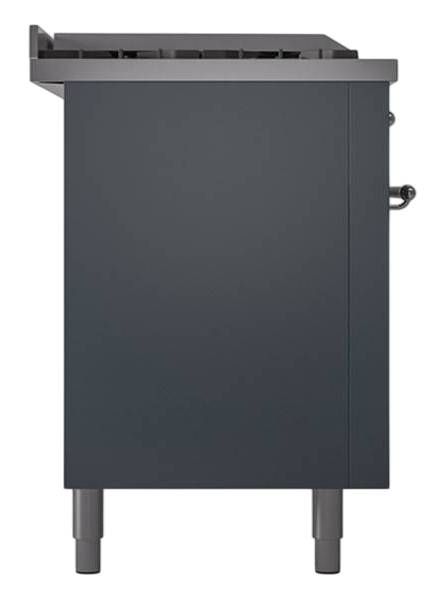 Ilve® Nostalgie II Noblesse 60'' Blue Gray Pro Style Dual Fuel Range with Chrome Trim-2