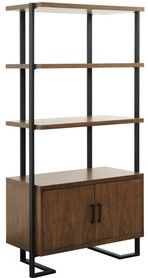 Mazin Furniture Sedley Walnut/Rustic Black Bookcase-1