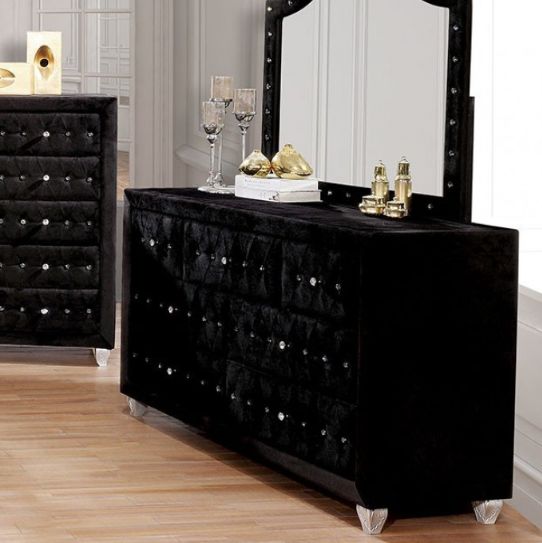 Furniture of America® Stefania 4-Piece Black Queen Bedroom Set-2