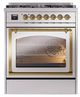 Ilve® Nostalgie II Noblesse 30" Stainless Steel Pro Style Dual Fuel Range with Brass Trim-1