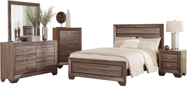 Coaster® Kauffman Washed Taupe Queen Headboard and Footboard-3