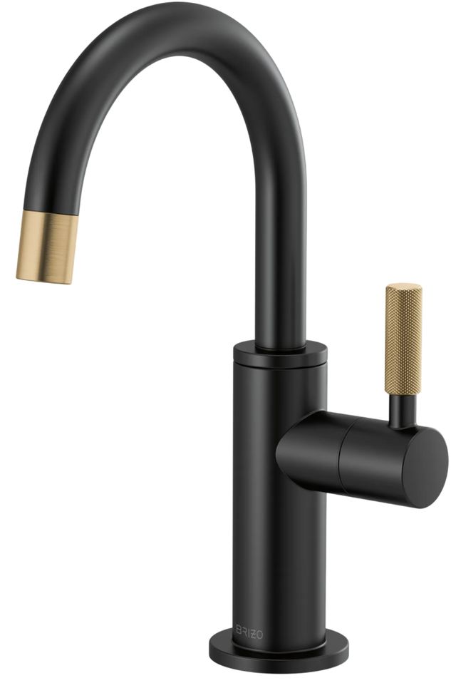 Brizo Litze® Brilliance® Luxe Gold®/Matte Black Beverage Faucet with Arc Spout and Knurled Handle-0