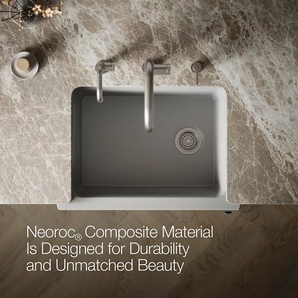 KOHLER® Cairn® Matte Gray 30" Undermount Single-Bowl Farmhouse Kitchen Sink-4