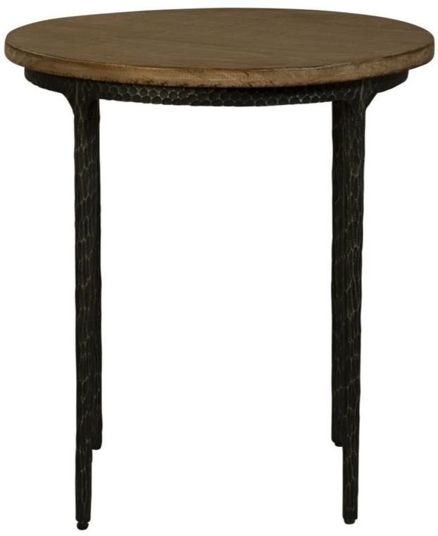 Nest Home Collections Chloe Antique Natural End Table with Black Base-3