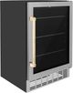 ZLINE Autograph Edition Monument 24" Stainless Steel Freestanding Beverage Fridge with Polished Gold Accents-2