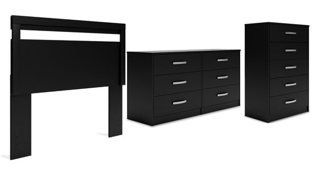 Signature Design by Ashley® Finch 3-Piece Black Full Panel Headboard Bedroom  Set-0