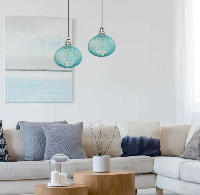 Adesso® Chrome Textured Glass Pendant-2