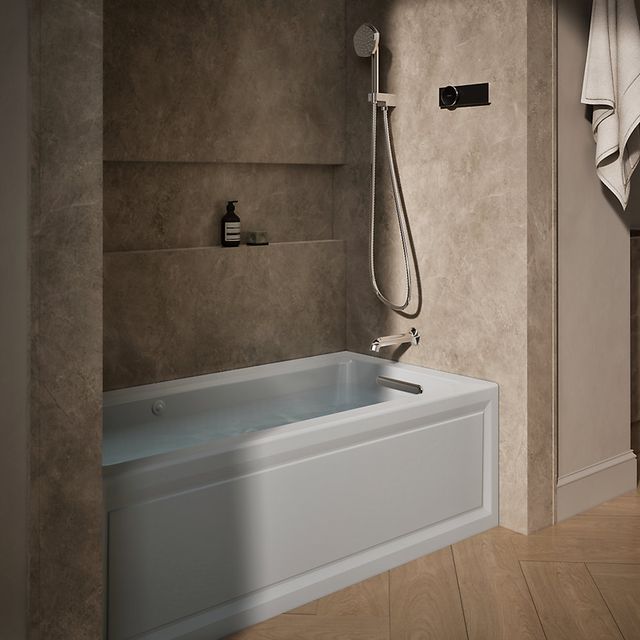 KOHLER® Archer® Ice Gray 60" x 30" Alcove Whirlpool Bath with Bask® Heated Surface - Right Drain-1