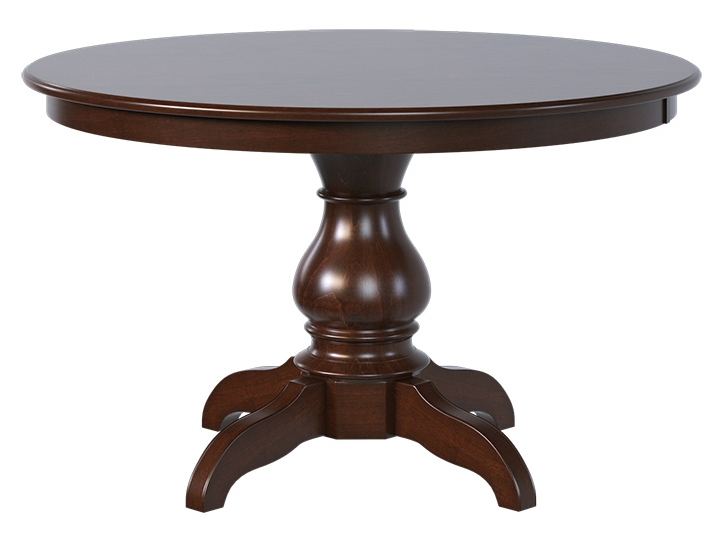 Country View Woodworking Customizable Westfield 42" Red Oak Top Dining Table with 1-Leaf and Brown Maple Base