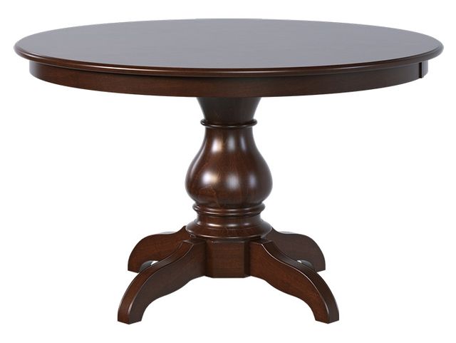 Country View Woodworking Customizable Westfield 42" Red Oak Top Dining Table with 1-Leaf and Brown Maple Base-0