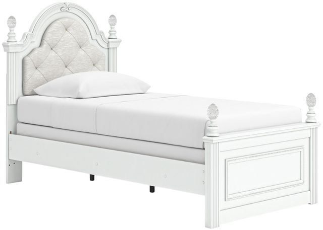 Signature Design by Ashley® Maylilly White Youth Twin Upholstered Panel Bed-1