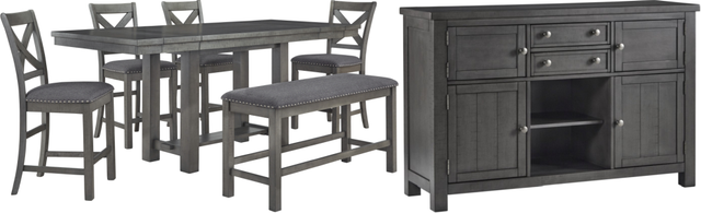 Signature Design by Ashley® Myshanna 7-Piece Gray Counter Height Dining Room Set-0