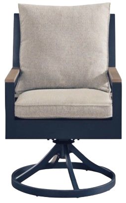 Signature Design by Ashley® East Beach Driftwood/Navy Blue Fabric/Wooden Outdoor Swivel Chair-3