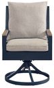 Signature Design by Ashley® East Beach Driftwood/Navy Blue Fabric/Wooden Outdoor Swivel Chair-3