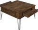 Mazin Furniture Shaffner Rustic Oak Square Coffee Table with Black Hairpin Legs-1