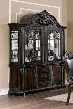 Furniture of America® Lombardy Walnut Hutch and Buffet Set