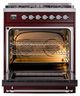 Ilve® Nostalgie II Noblesse 30" Burgundy Pro Style Dual Fuel Range with Chrome Trim-2