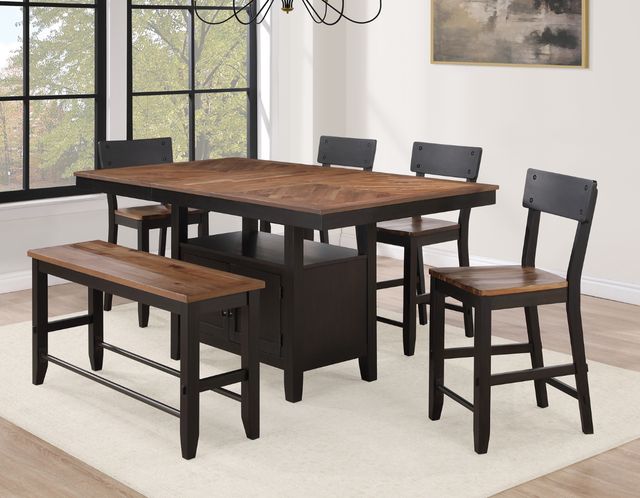 Steve Silver Co. Bermuda 6-Piece Black/Dark Acacia Counter Dining Set-1