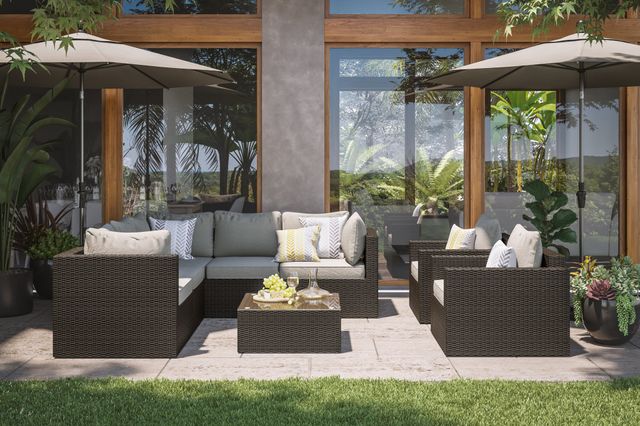 homestyles® Cape Shores 4-Piece Brown Sectional Set-1