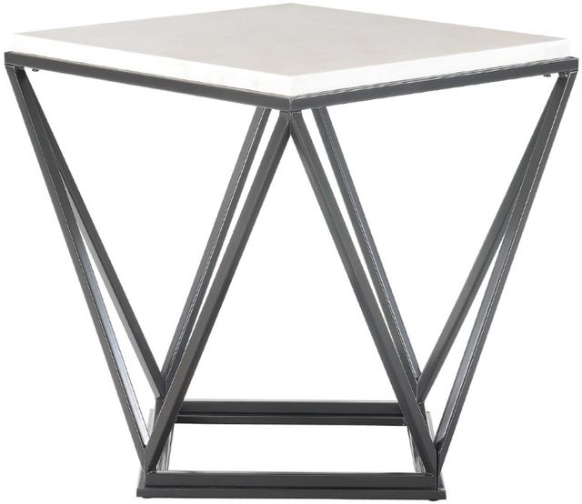 Elements International Riko Black End Table with White Marble Top-3