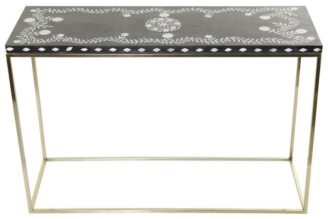 Deco Marche Black Console Table with Gold Base-0