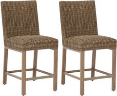 Signature Design by Ashley® Walton Bridge 2-Piece Driftwood Aluminum/Resin Outdoor Bar Stool Set