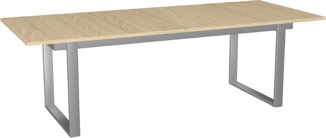 Amisco Customizable Burton 120" Rectangular Extendable Table with 1" White Oak Veneer Top and 1 Leaf-0