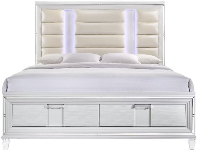 Elements International Twenty Nine White King Upholstered Storage Bed-1