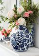 A & B Home Aline Blue/White Ginger Jar-1