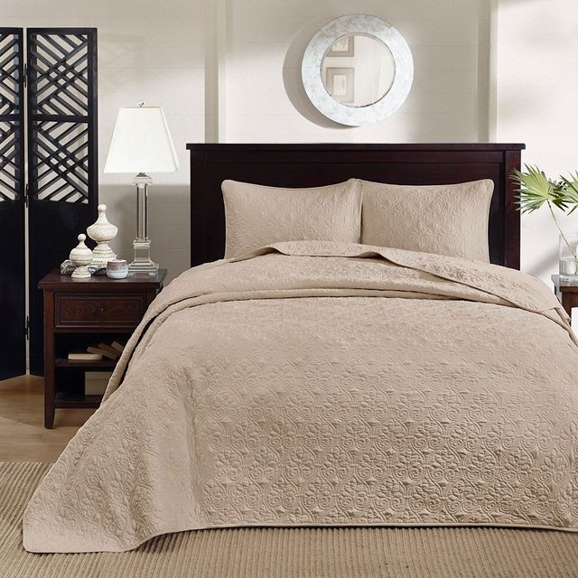 Olliix by Madison Park Khaki King Quebec Reversible Bedspread Set-2