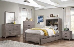 Mazin Furniture Woodrow Brownish Gray Twin Bookcase Bed-3