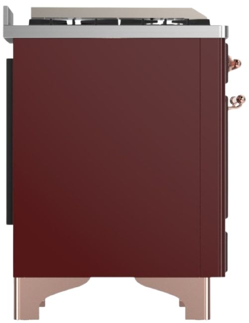 Ilve® Majestic III 36" Burgundy Pro Style Dual Fuel Natural Gas Range with 6 Black Brass Burners and Copper Trim-3