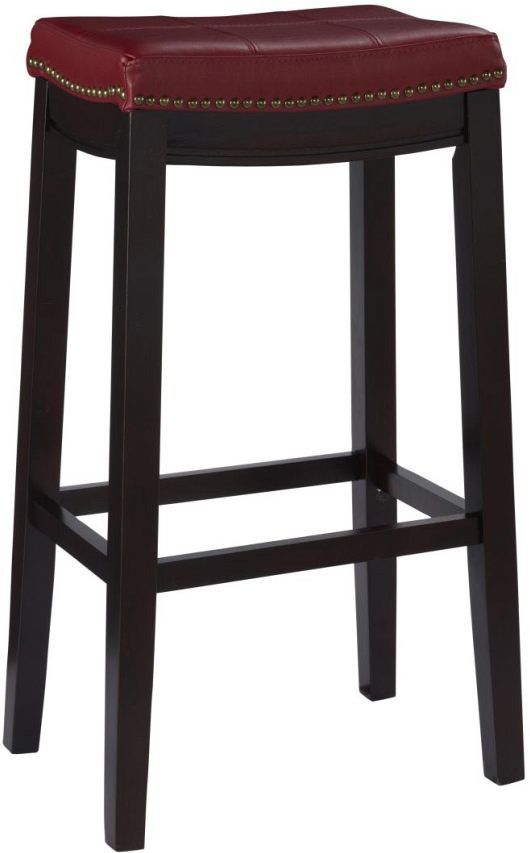 Linon Claridge Dark Brown/Red Bar Stool-0