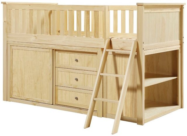 Homelegance® Bartly Natural Pine Twin Youth Low Loft Bunk Bed with Bookcase and Dresser-3