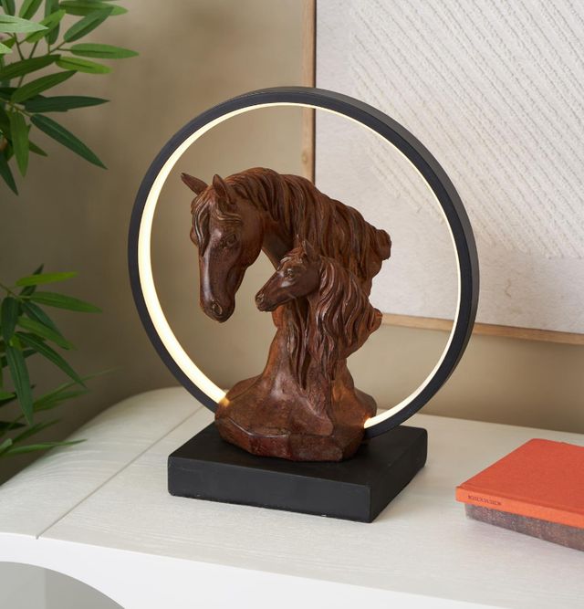 Deco Marche Copper Horse Family Room Table Lamp with Circle and Square Base-4