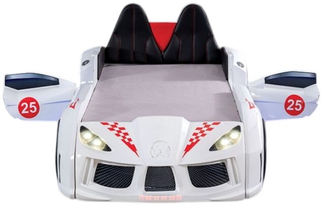 Furniture of America® Trackster White Twin Car Bed-2